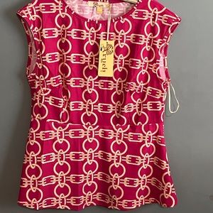 SELLING ARUEH BLOUSE 👚 FOR WOMEN SIZE LARGE COLOR PINK /CREAM SLEEVELESS BNWT